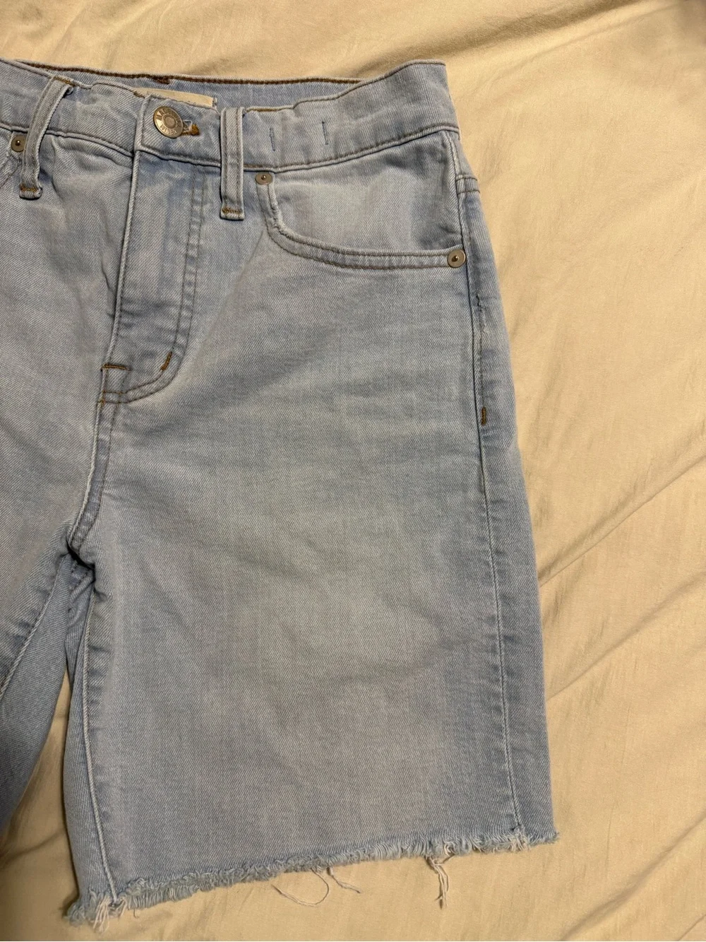 Madewell High-Rise Long Denim Bermuda Shorts Hedrick Wash